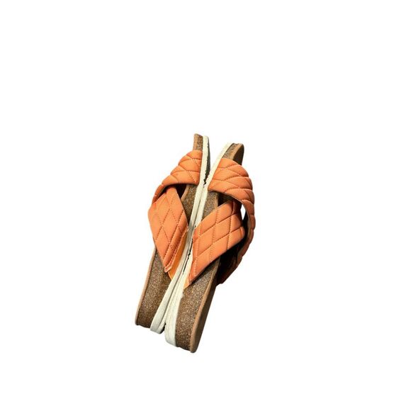 Earth Origins Quilted Cross Band Slide Sandals Oceana Orange Vacation - Picture 7 of 8